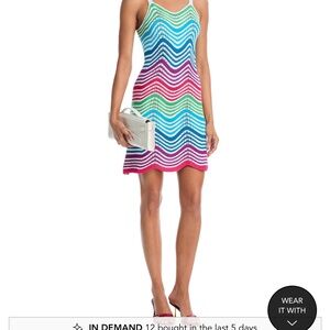 Aqua Striped Knit Dress in Green and Blue